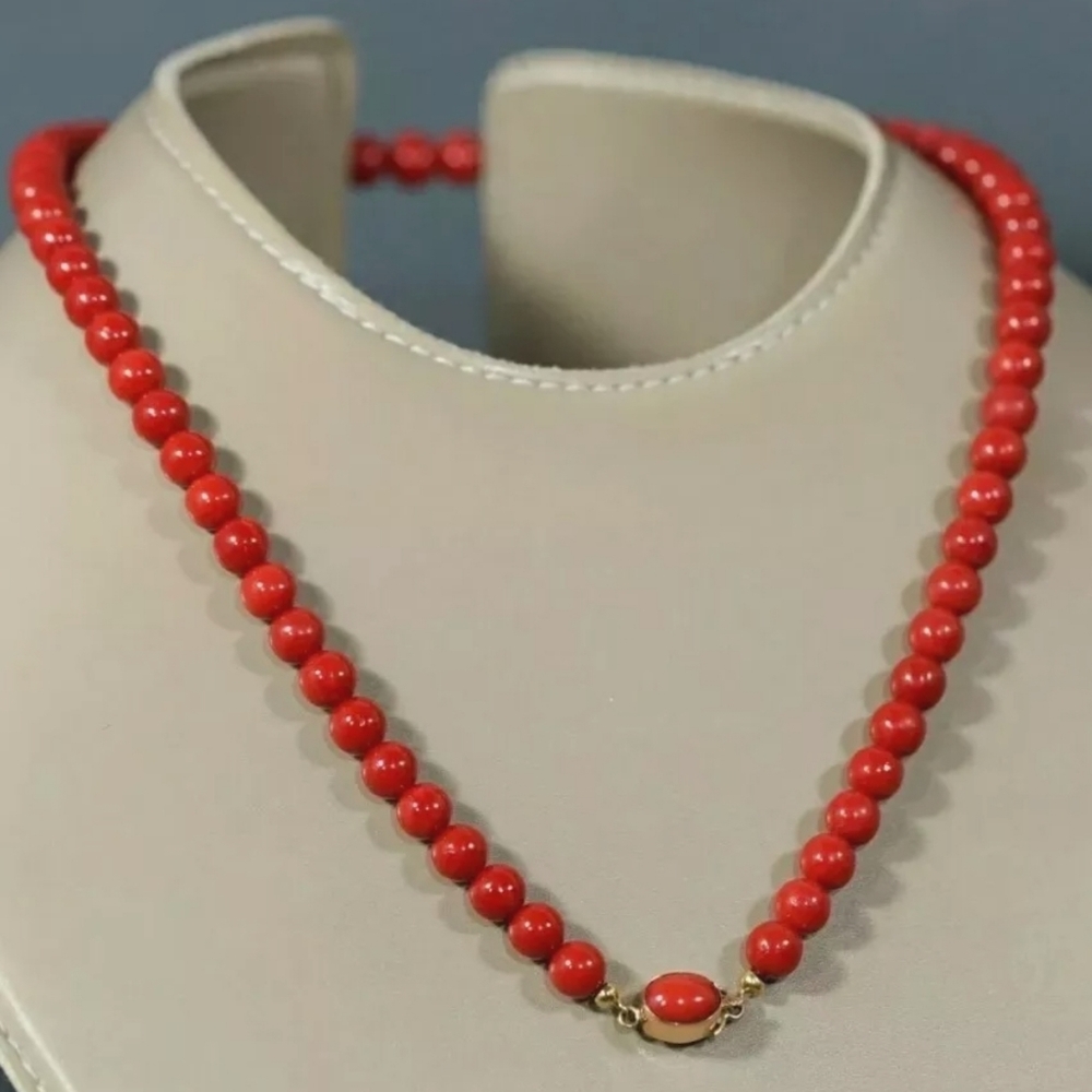 Art Deco Natural Undyed Red Ox Blood Coral Beads